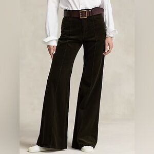Polo Ralph Lauren Pintucked Corduroy Flare Pant color: Olive